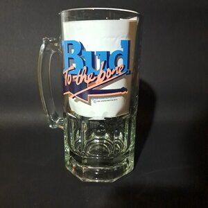 Budweiser 1994 Libbey Beer Stein Clear Glass Mug 1L Bud To The Bone Heavy Glass
